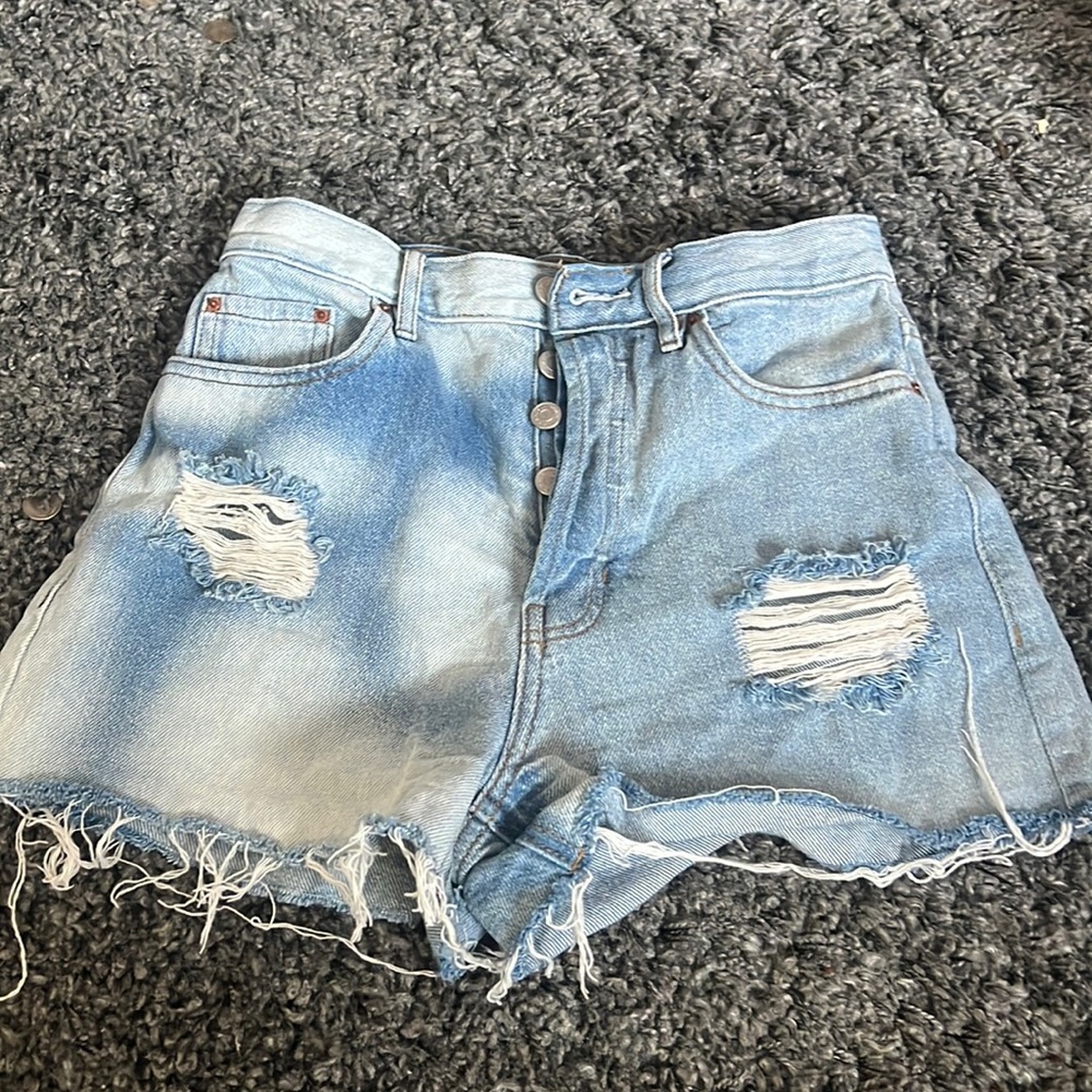 Waist 25 High rise Light wash womens jean shorts